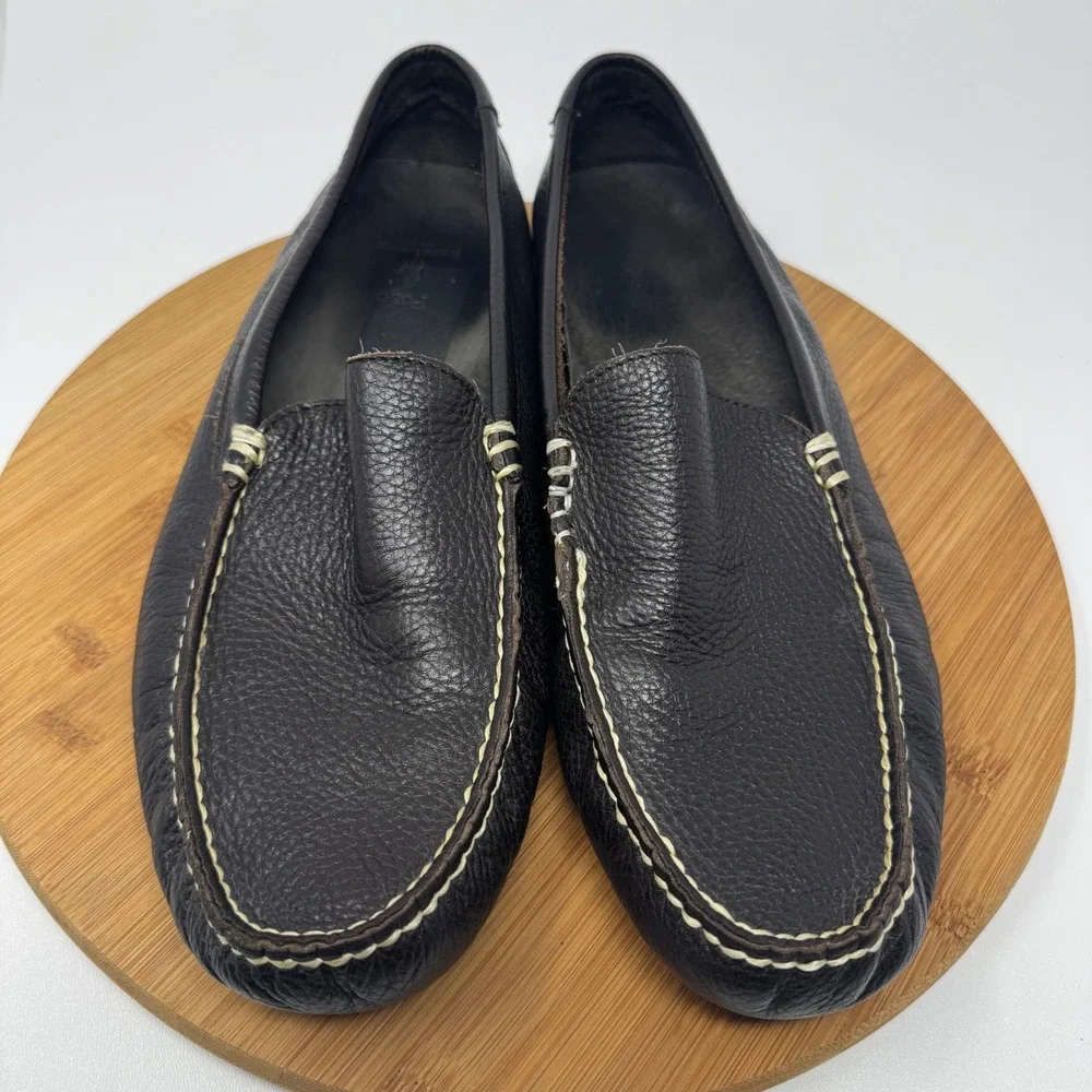 Polo Ralph Lauren Terence Mens 12D Brown Pebbled Leather Driver Loafers